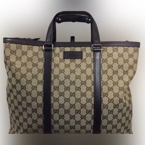 Gucci Tan and Brown Monogram Travel Bag